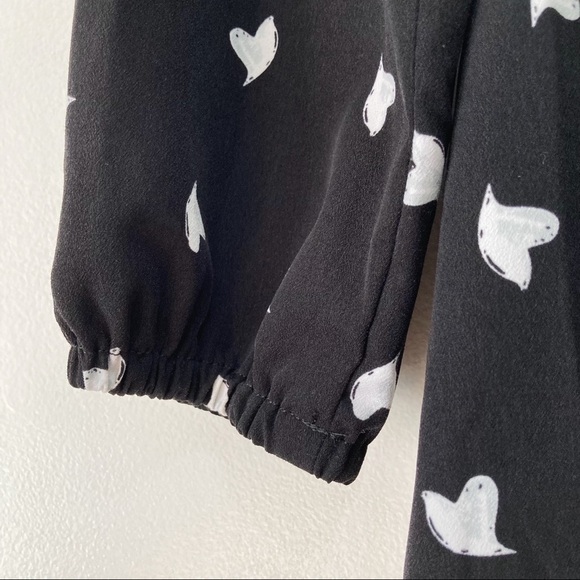 Joe Fresh Dove Print Ruffle Skirt Keyhole Back Long Sleeve Dress Size S - Picture 4 of 12